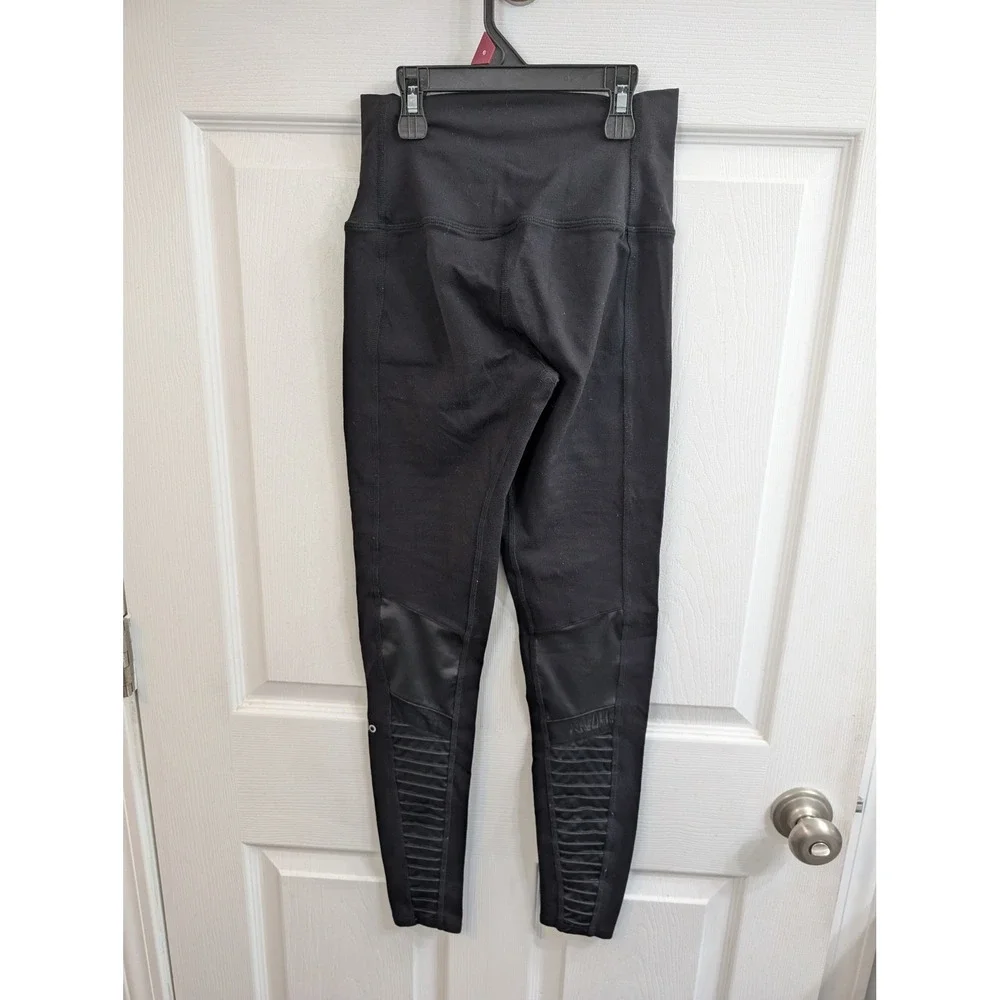 Alo Yoga Moto Leggings Womens Black High Waist Quilted Panels - Size XS